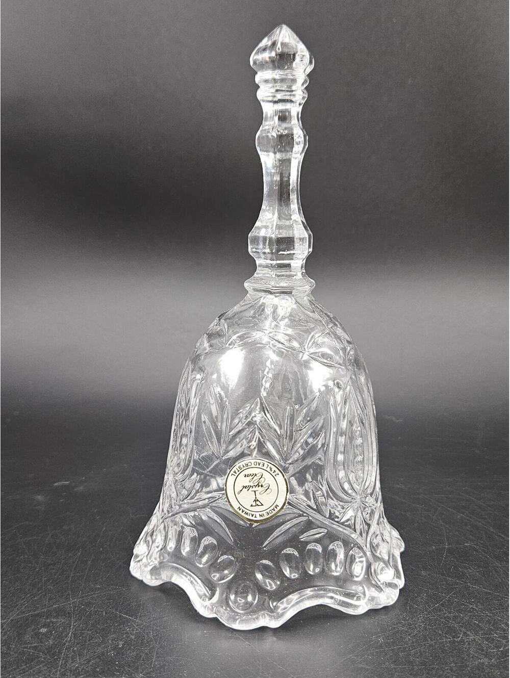 Crystal Clear 24% Lead Crystal Decorative Bell with Clapper 7.25in Tall